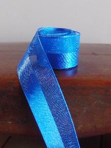 Blue Satin and Sheer Ribbon - 7/8" x 50y
