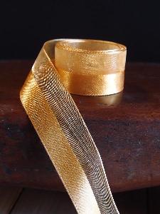 Gold Satin and Sheer Ribbon - 7/8" x 50y