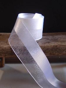 White Satin and Sheer Ribbon   - 1.5" x 50y