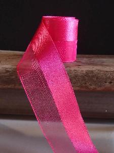 Azalea Pink Satin and Sheer Ribbon  - 1.5" x 50y