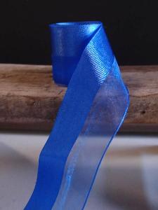 Blue Satin and Sheer Ribbon  - 1.5" x 50y