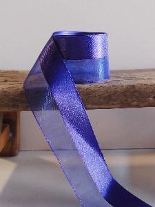 Purple Satin and Sheer Ribbon  - 1.5" x 50y