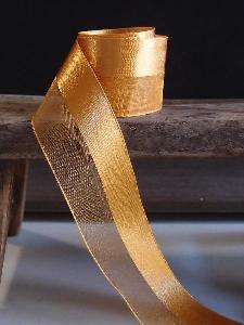 Gold Satin and Sheer Ribbon  - 1.5" x 50y