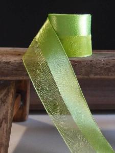 Mint Green Satin and Sheer Ribbon  - 1.5" x 50y