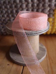 Coral Sheer Ribbon with Monofilament Edge - 5/8" x 100y