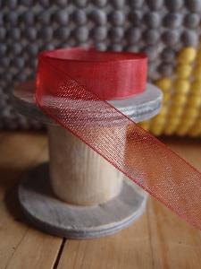 Crimson Sheer Ribbon with Monofilament Edge