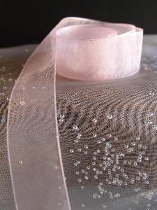 Pink Sheer Ribbon with Monofilament Edge
