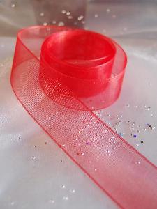 Red Sheer Ribbon with Monofilament Edge