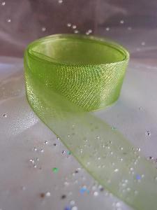 Kiwi Green Sheer Ribbon with Monofilament Edge