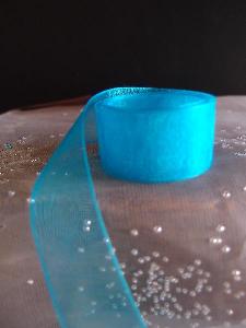 Turquoise Sheer Ribbon with Monofilament Edge