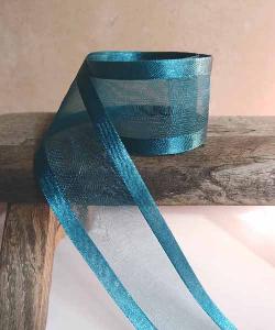 Teal Sheer with Satin Monofilament Edge