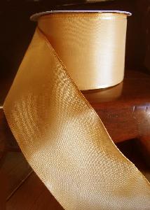 Gold Taffeta Ribbon with Wired Edge - 2 1/2" x 25Y