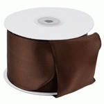 Brown Taffeta Ribbon with Wired Edge - 2.5" x 25Y