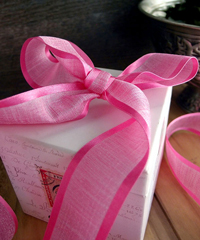 Hot Pink Faux Linen Ribbon with Satin Edge