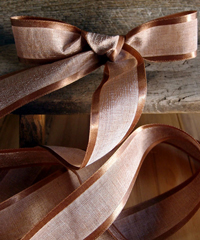 Brown Faux Linen Ribbon with Satin Edge