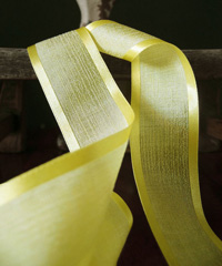 Yellow Faux Linen Ribbon with Satin Edge