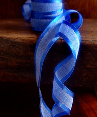 Royal Blue Faux Linen Ribbon with Satin Edge
