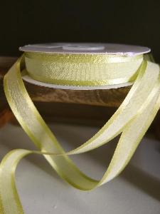 Pear Green Faux Linen Ribbon with Satin Edge 5/8" - 5/8" x 25Y