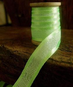 Neon Green Faux Linen Ribbon with Satin Edge