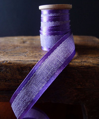 Purple Faux Linen Ribbon with Satin Edge