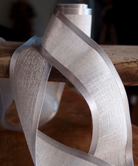 Silver Faux Linen Ribbon with Satin Edge