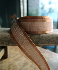 Brown Faux Linen Ribbon with Satin Edge