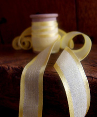 Yellow Faux Linen Ribbon with Satin Edge