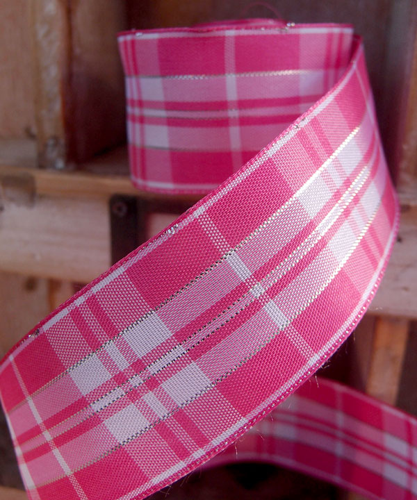 Plaid Wired Ribbon with Metallic Accents