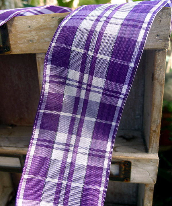Plaid Wired Ribbon with Metallic Accents