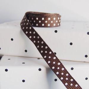 Chocolate Grosgrain w/Swiss Dots