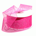 Hot Pink 1.5 inch Valentine Hearts Ribbon - 3 rolls minimum