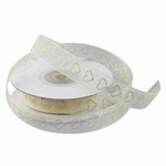 Ivory Sheer Ribbon with Hearts - 5/8" x 25y