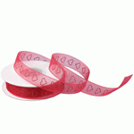 Red Sheer Ribbon with Hearts - 5/8" x 25y