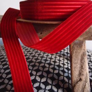 Velvet Corduroy Red Ribbon - 7/8 inches x 10 yards