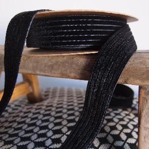 Velvet Corduroy Black Ribbon - 7/8 inches x 10 yards