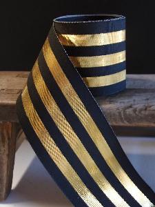Black & Gold Metallic Striped Ribbon - 2 1/2" x 10 yards