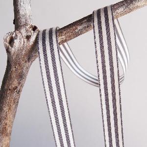 Gray and Ivory Striped Ribbon 5/8"  - 5/8" x 25yd