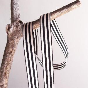 Black and Ivory Striped Ribbon 5/8"  - 5/8" x 25yd