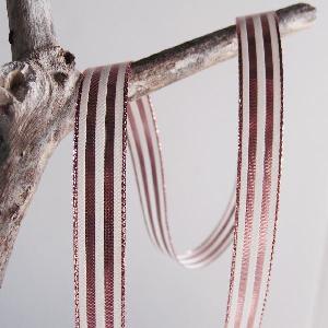 Metallic Rose Gold and Ivory Striped Ribbon 5/8"  - 5/8" x 25yd