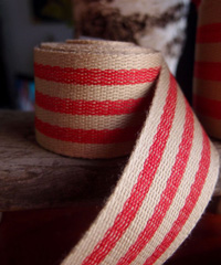 Red Striped Faux Burlap Ribbon