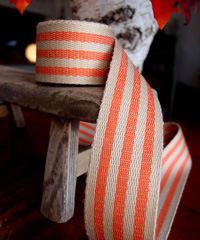 Orange Striped Faux Burlap Ribbon