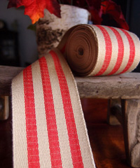 Red Striped Faux Burlap Ribbon