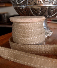 Faux Burlap Ivory Saddle Stitch Ribbon