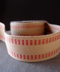 Faux Burlap Webbing with Red Stitching