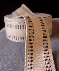 Faux Burlap Webbing with Black Stitching