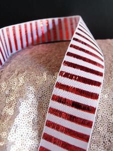 Metallic Candy Striped Ribbon - 1 1/2" x 25 yards