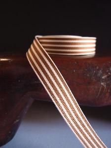 Brown & Ivory Seersucker Striped Grosgrain - Brown & Ivory Striped