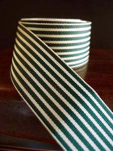 Green & Ivory Seersucker Striped Grosgrain - Green & Ivory Striped