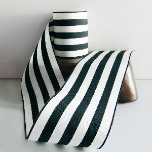 Black and Ivory Striped Ribbon 4" - 4" x 10Y