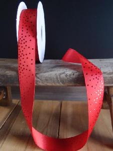 Red Satin Ribbon with Shiny Dots